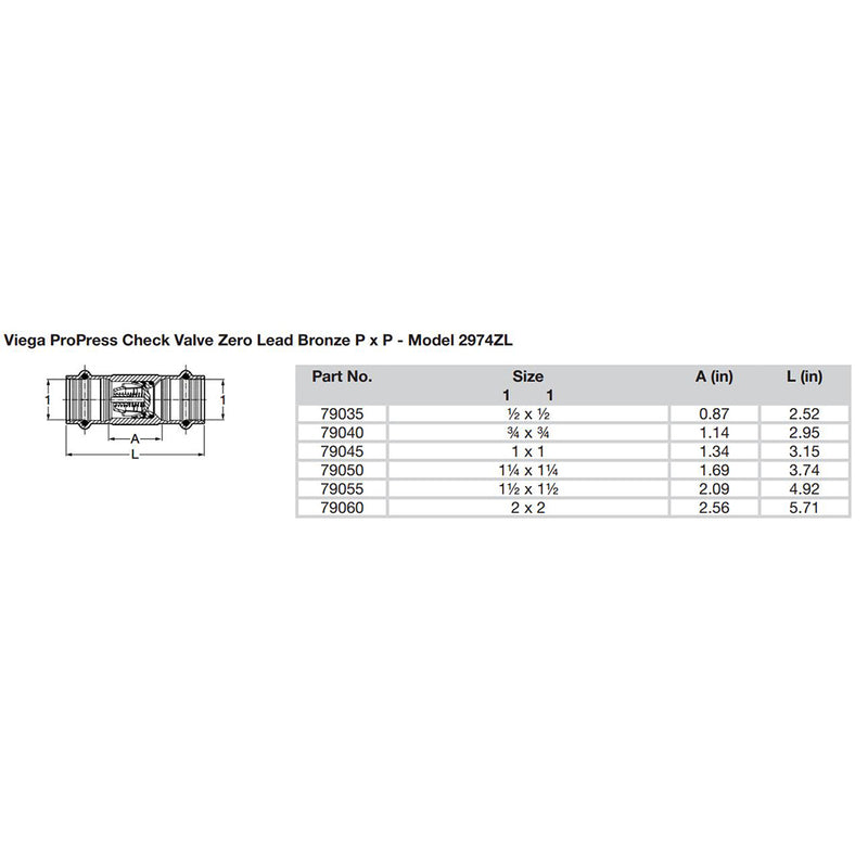 Viega ProPress 3/4" Zero Lead Check Valve - Double Press Connection - Smart Connect Technology