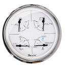 Faria 5" Multifunction Gauge Chesapeake White w/Stainless Steel - Fuel, Oil, Water & Voltmeter