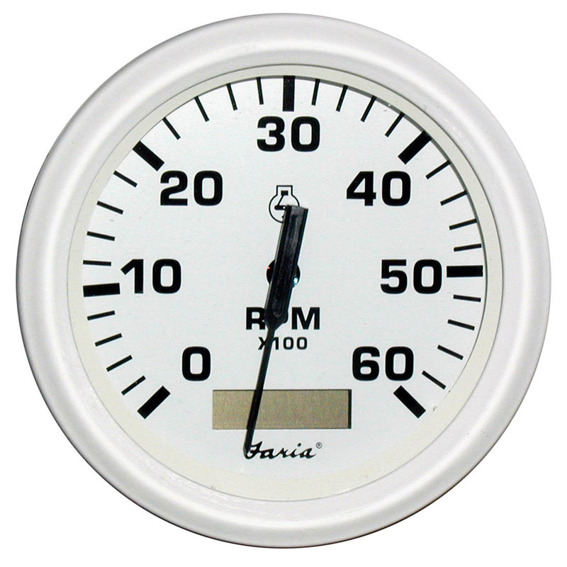 Faria Dress White 4" Tachometer w/Hourmeter - 6,000 RPM (Gas - Inboard)
