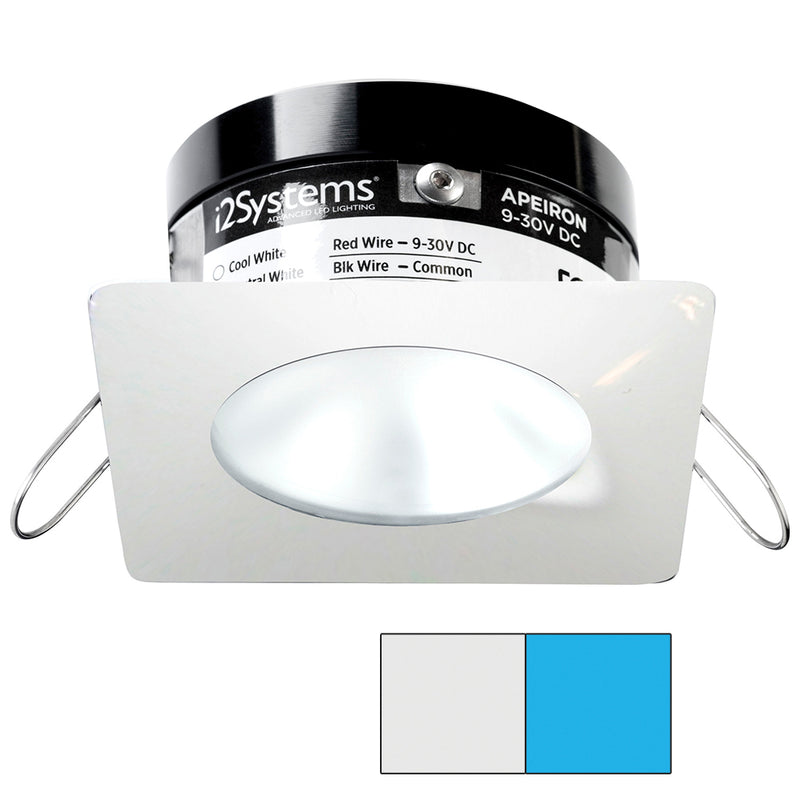 i2Systems Apeiron PRO A503 - 3W Spring Mount Light - Square/Round - Cool White & Blue - White Finish