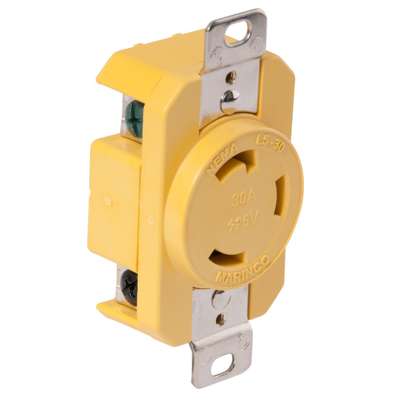 Marinco 305CRR 30A Receptacle - Yellow - 125V