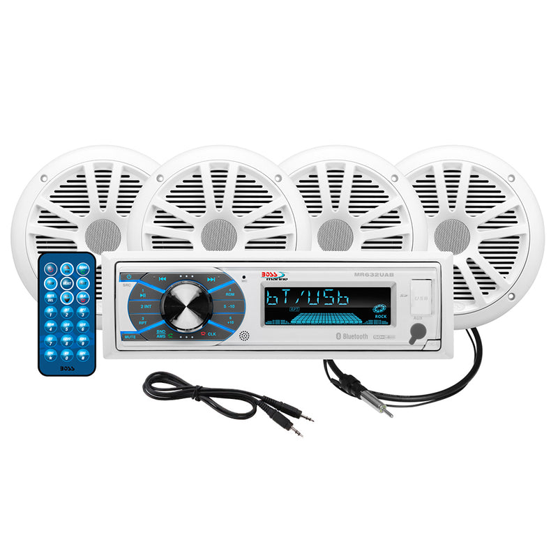 Boss Audio MCK632WB.64 Package AM/FM Digital Media Receiver; 2 Pairs of 6.5" Speakers & Antenna