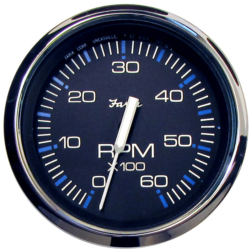 Faria Chesapeake Black SS 4" Tachometer - 6,000 RPM (Gas - Inboard & I/O)