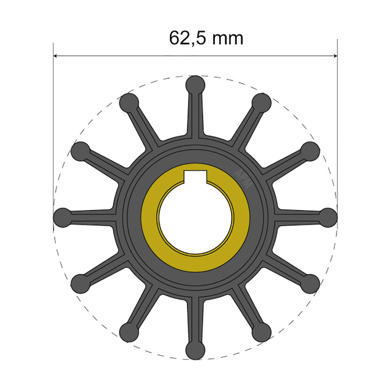 Albin Pump Premium Impeller Kit 62.5 x 16 x 22.4mm - 12 Blade - Key Insert