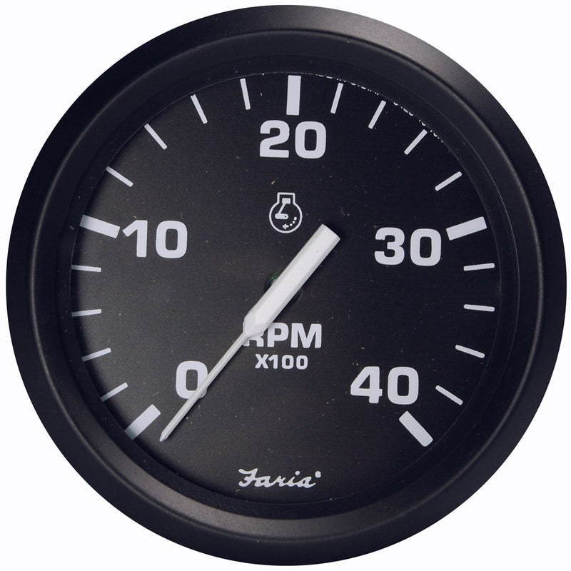 Faria Euro Black 4" Tachometer - 4,000 RPM (Diesel - Magnetic Pick-Up)