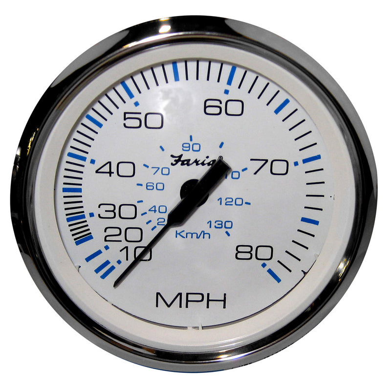 Faria Chesapeake White SS 4" Speedometer - 80MPH (Mechanical)