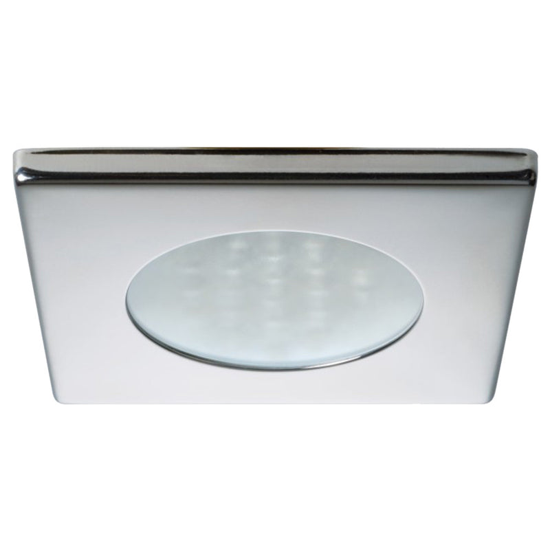 Quick Bryan C Downlight LED -  2W, IP40, Spring Mounted - Square Stainless Bezel, Round Warm White Light