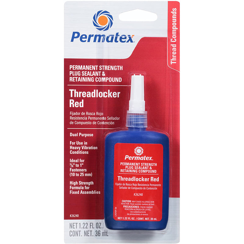 Permatex Permanent Strength Threadlocker RED & Cup/Core Plug Sealant Retaining Compound - 36ml