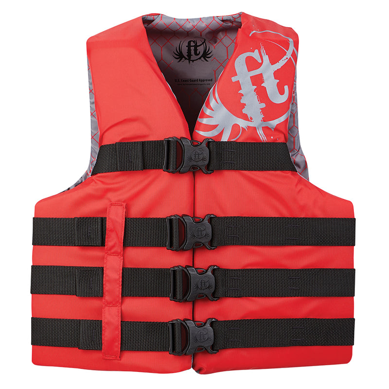 Full Throttle Teen Nylon Life Vest - 90lbs and Over - Red