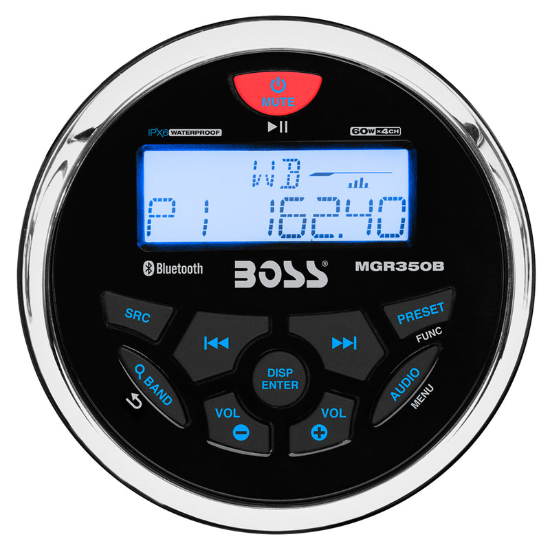 Boss Audio MGR350B Marine Gauge Style Radio - MP3/AM/FM/RDS Receiver