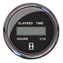 Faria 2" Hourmeter 10,000 Hours Digital, 12-32VDC - Chesapeake Black w/Stainless Steel Bezel