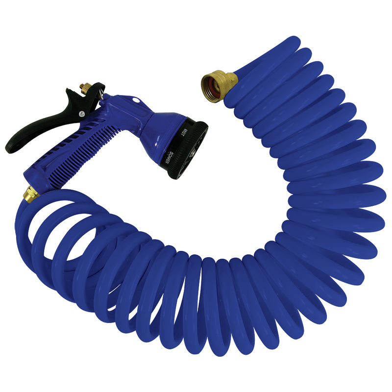 Whitecap 50' Blue Coiled Hose w/Adjustable Nozzle