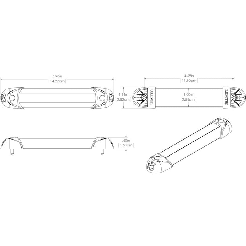 Lumitec Mini Rail2 &ndash; 6" LED Utility Light - Spectrum RGBW - Brushed Finish