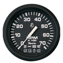 Faria Euro Black 4" Tachometer w/Systemcheck Indicator - 7,000 RPM (Gas - Johnson / Evinrude Outboard)